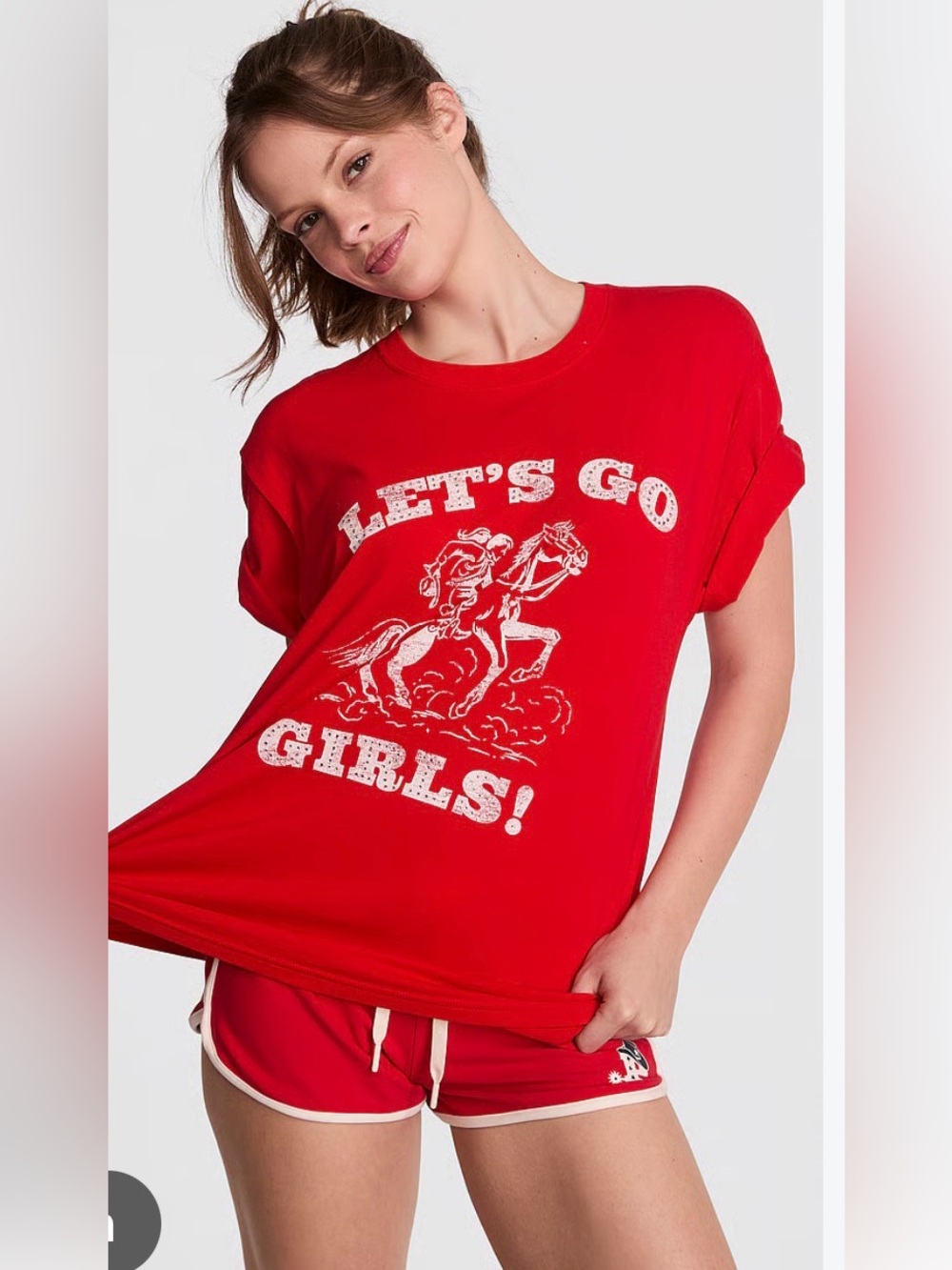 NWOT 🌸VS PINK Women's Red Graphic Tee